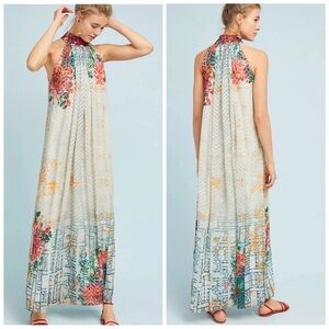 BHANUNI by JYOTI Anthro Women’s Size M Floral High Neck Sleeveless Maxi Dress